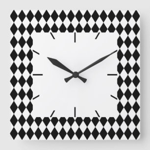 Harlekin Schwarzweiss Quadratische Wanduhr