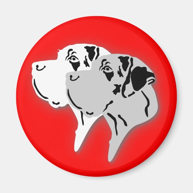 Harlekin und Merle Dane Heads Magnet (Vorne)