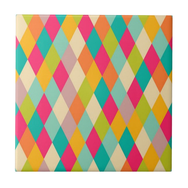 Harlekin Vintage-Muster Fliese (Vorderseite)