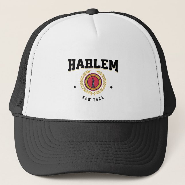 Harlem New York Black Truckerkappe (Vorderseite)