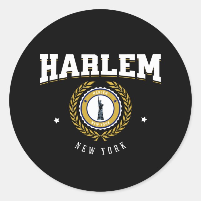 Harlem New York White Runder Aufkleber (Vorderseite)