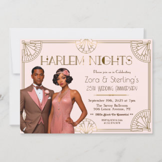 Harlem Nights Afroamerikanischer Hochzeitstag Einladung