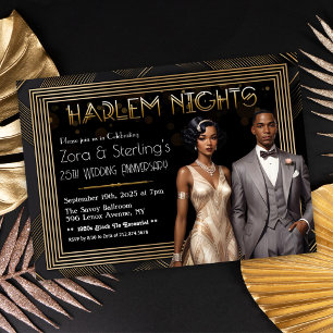 Harlem Nights Afroamerikanischer Hochzeitstag Einladung