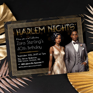 Harlem Nights Art Deco Afroamerikanischer Geburtst Einladung
