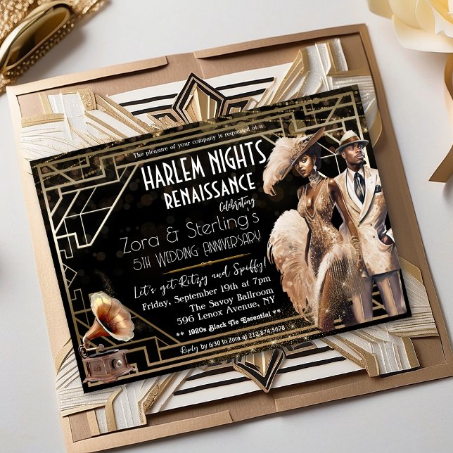 Harlem Nights Gatsby-Amerikaner der 1920er Jahre Einladung (Von Creator hochgeladen)