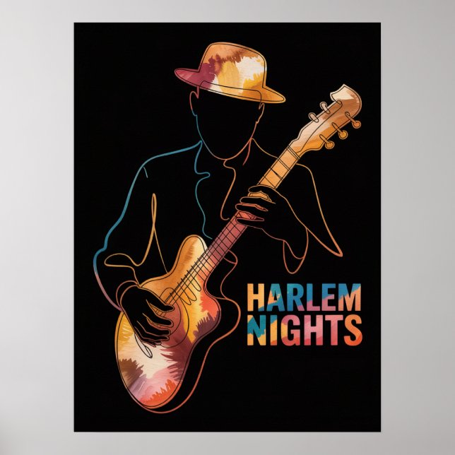 Harlem Nights Gitarren-Silhouette Poster (Vorne)