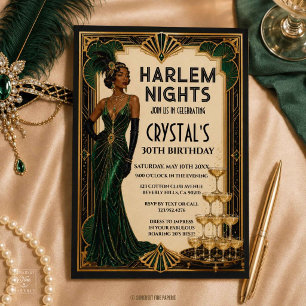 Harlem Nights Roaring 20s Smaragdgrün Art Deco Einladung