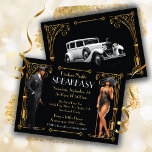 Harlem Nights Speakeasy Flapper Great Gatsby Einladung<br><div class="desc">Wunderschöne afroamerikanische Schwarze Flapper aus den 1920er Jahren und ein sanfter Mann in einem schwarzen dreiteiligen Anzug, der Sie zu einem Great Gatsby, Roaring 20s oder Speakeasy Party oder Harlem Nights Party einlädt. Das Hotel ist sehr gut für einen Jubiläumsaufenthalt, Probe-Dinner, Paare-Dusche etc. geeignet. Hübsche Imitate Gold Art Deco Akzente...</div>