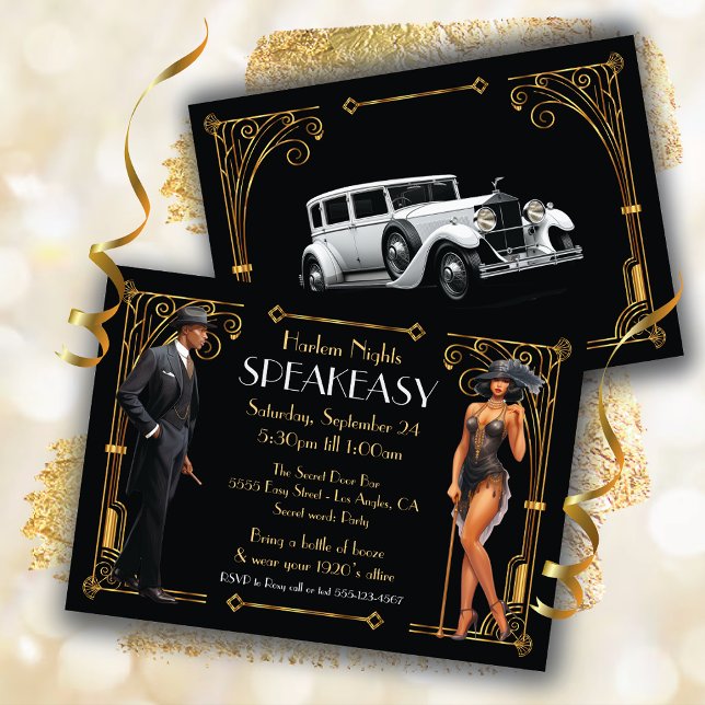 Harlem Nights Speakeasy Flapper Great Gatsby Einladung (Von Creator hochgeladen)