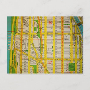 Harlem, NY Vintag Map Postkarte