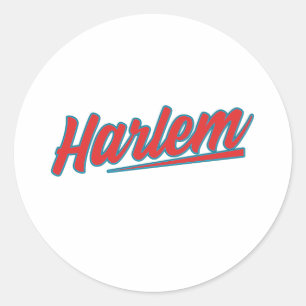 Harlem Red Typografie Runder Aufkleber