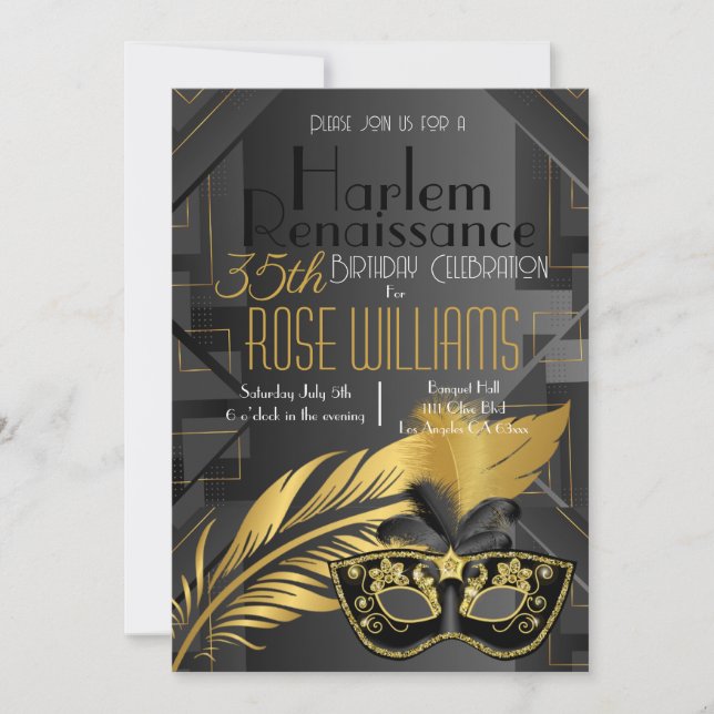 Harlem Renaissance Birthday Einladung (Vorderseite)