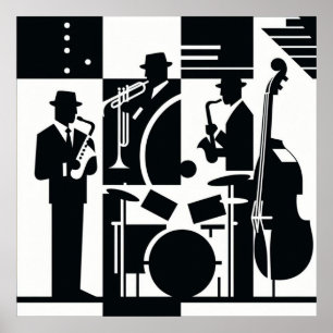 Harlem Renaissance Jazz Trio Schwarz & Weiß Poster