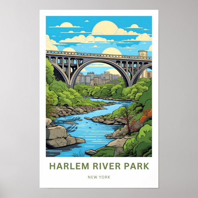 Harlem River Park New York Travel Print Poster (Vorne)