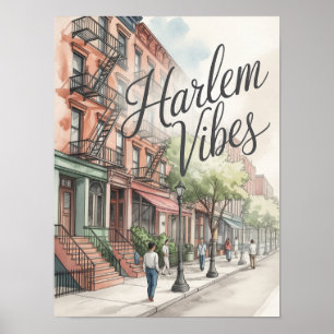 Harlem Vibes Aquarell-Illustration Poster