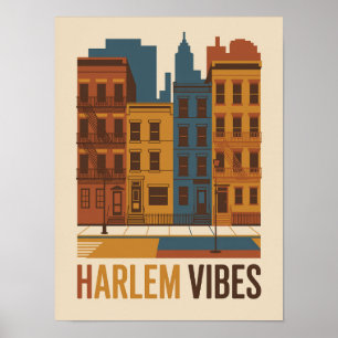 Harlem Vibes Flachvektor-Architektur Poster