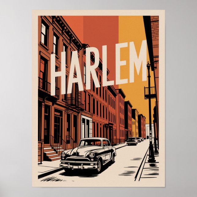 Harlem Vintage Car Brownstone Poster (Vorne)