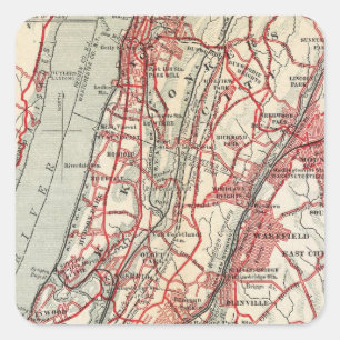 Harlem, Yonkers, Pelham Landsitz, New York Quadratischer Aufkleber