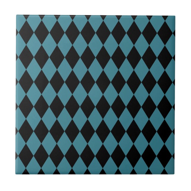 Harlequin Aquamarin und schwarz Fliese (Vorderseite)
