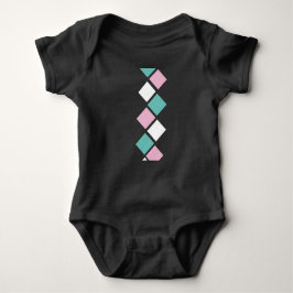 Harlequin Baby Bodysuit (schwarz, Aqua & Pink) Baby Strampler