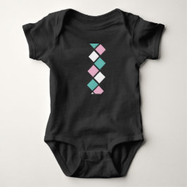 Harlequin Baby Bodysuit (schwarz, Aqua & Pink) Strampler