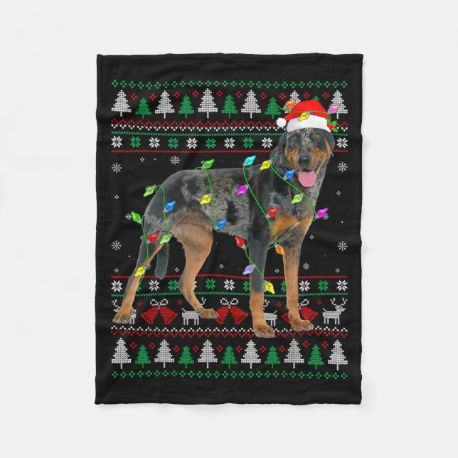 Harlequin Beauceron Dog Christmas Ugly Sweater Dog Fleecedecke (Vorderseite)
