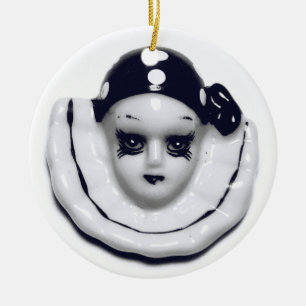 Harlequin Black and White Keramik Ornament