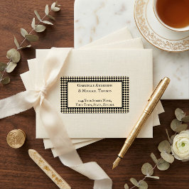 Harlequin Black Cream Text Border Address Labels Adressaufkleber