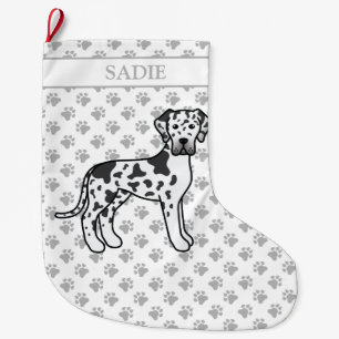 Harlequin Black & White Great Dane Niedlicher Hund Großer Weihnachtsstrumpf