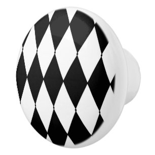 Harlequin Black & White Stripe Keramik Knochen Keramikknauf
