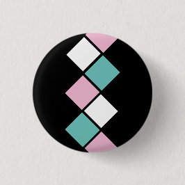 Harlequin Button (Schwarz, Aqua und Rosa)