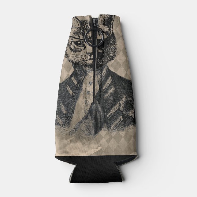 Harlequin Cat Grunge Flaschenkühler (Rückseite)