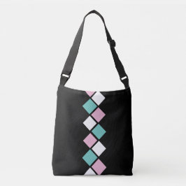 Harlequin Crossbody Bag (Schwarz, Aqua & Pink) Tragetaschen Mit Langen Trägern
