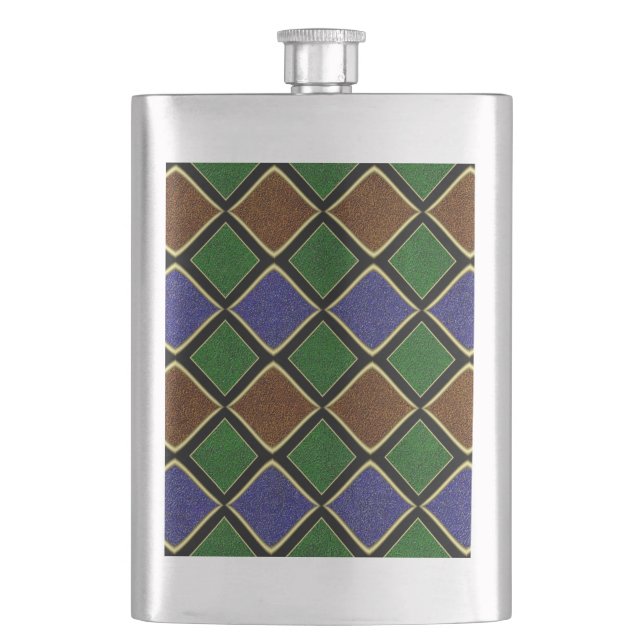 Harlequin-Diamantgitter: Texturierte Harmonie Flachmann (Vorderseite)