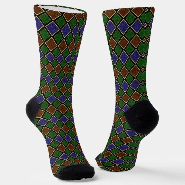 Harlequin-Diamantgitter: Texturierte Harmonie Socken (Gewinkelt)