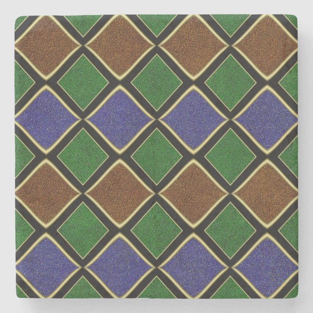 Harlequin-Diamantgitter: Texturierte Harmonie Steinuntersetzer (Vorderseite)