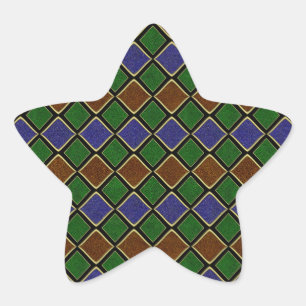 Harlequin-Diamantgitter: Texturierte Harmonie Stern-Aufkleber