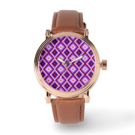 Harlequin Diamond Checkered Purple Pattern Armbanduhr