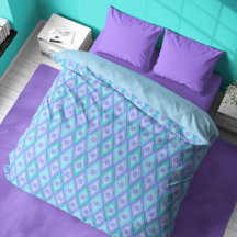 Harlequin Diamond Floral on Baby Blue Duvet Cover