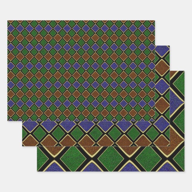 Harlequin Diamond Grid: Textured Harmony Geschenkpapier Set (Set)