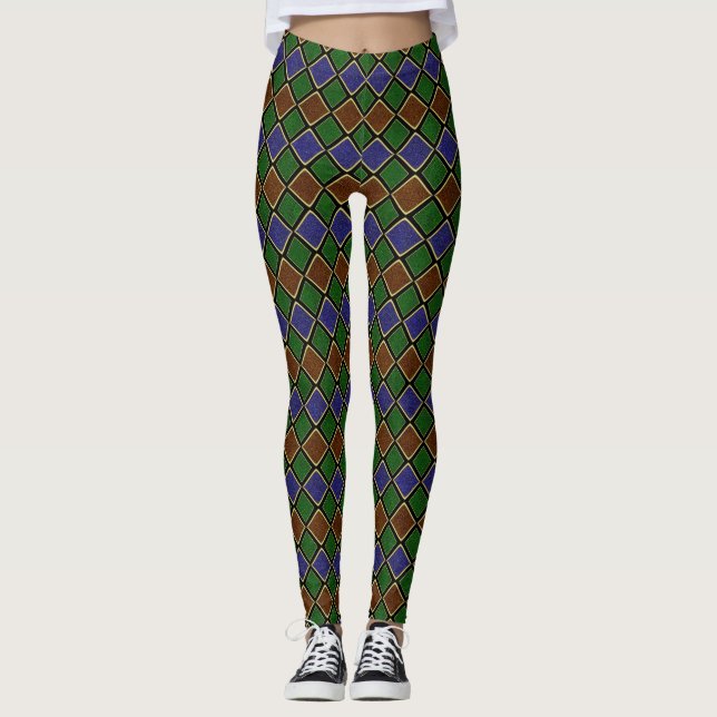 Harlequin Diamond Grid: Textured Harmony Leggings (Vorderseite)