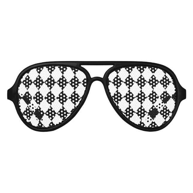 Harlequin Diamond Muster Schwarz-weiß Mardi Gras Partybrille (Vorderseite)