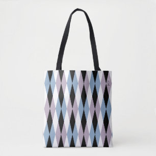 Harlequin Diamond Pattern - Blau und Dusty Lilac