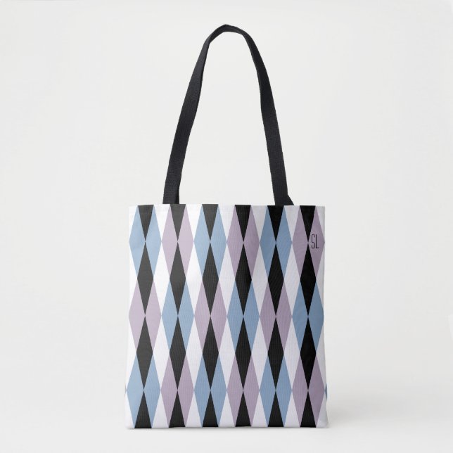 Harlequin Diamond Pattern - Blau und Dusty Lilac (Vorderseite)