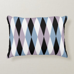 Harlequin Diamond Pattern - Blau und Dusty Lilac Dekokissen