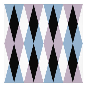 Harlequin Diamond Pattern - Blau und Dusty Lilac Fotodruck