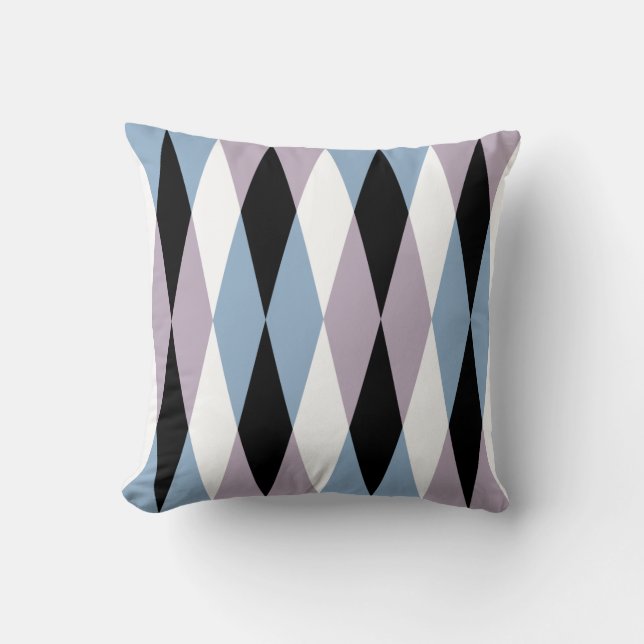 Harlequin Diamond Pattern - Blau und Dusty Lilac Kissen (Vorderseite)