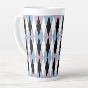 Harlequin Diamond Pattern - Blau und Dusty Lilac Milchtasse