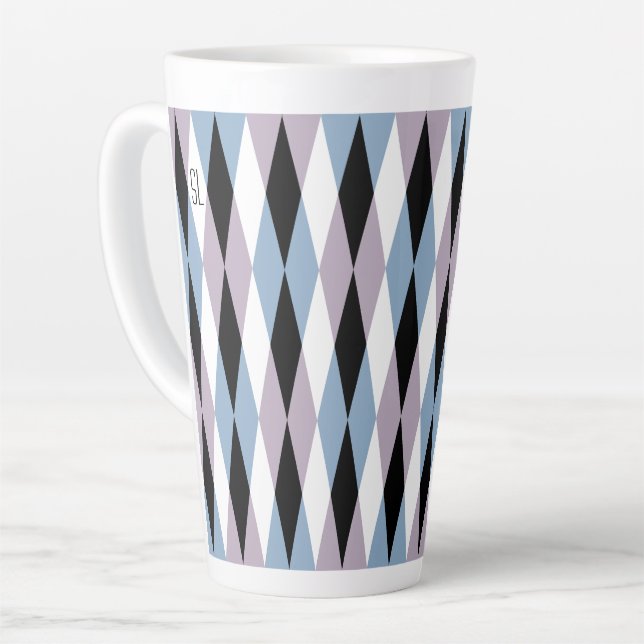 Harlequin Diamond Pattern - Blau und Dusty Lilac Milchtasse (Linke Ecke)