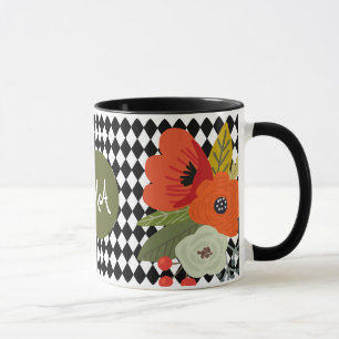 Harlequin-Fliesen und Blume, individuell einstellb Tasse